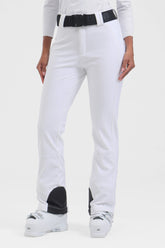 Women's White Wearable Slim Fit Fleece-lined Ski Pants